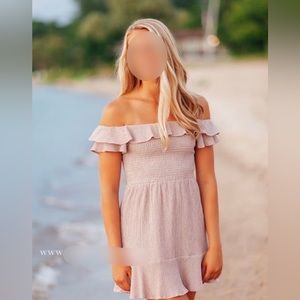 Endless Rose Ruched Flutter Sleeve Smocked Mini Dress